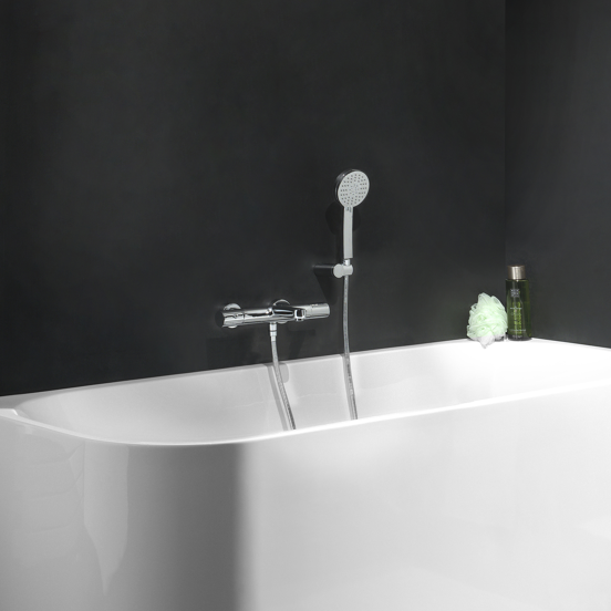 Blaufoss Onos Thermostat-Badewannenarmatur: Chrom glänzend