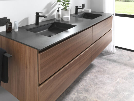Balmani Tablo Facetta double vasque granite doux 180 x 55 cm