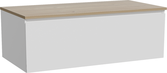 Storke Edge zwevend badkamermeubel 105 x 52 cm mat wit met Panton enkel tablet in melamine ruwe eik