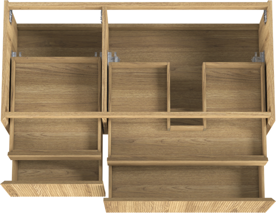 Balmani Fila zwevende wastafelonderkast 120 x 55 cm asymmetrisch rechts fineer naturel eiken 4 lades