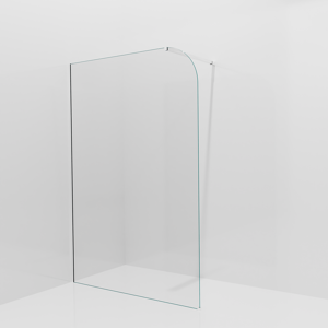 Balmani Modular douche à l'italienne: 140 x 200 cm, Verre transparent arrondi, avec coating, Profil Chrome brillant