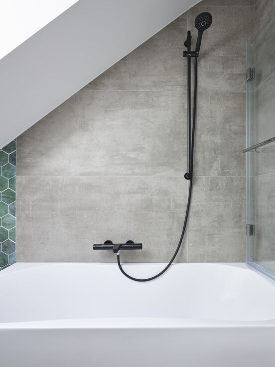 Blaufoss Round barre de douche 100 cm avec douchette 10 cm 3 fonctions noir mat