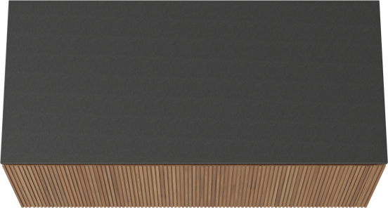 Balmani Eclips meuble salle de bains suspendu 120 x 55 cm Teck avec Stretto tablette simple en Granit noir, Nervure droite symétrique verticale