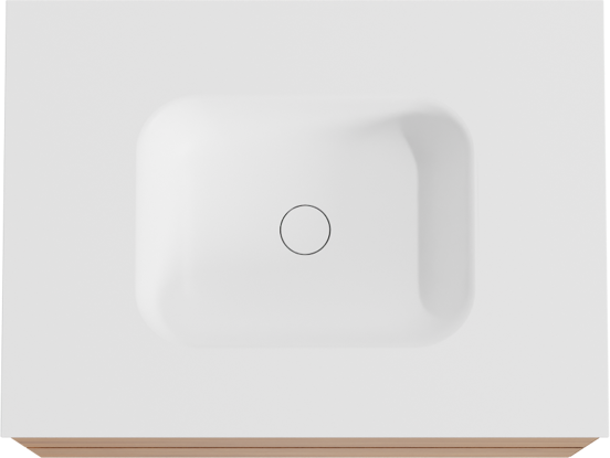 Balmani Mitra meuble salle de bains suspendu 75 x 55 cm teck avec Tablo Arcato plan simple en solid surface blanc mat