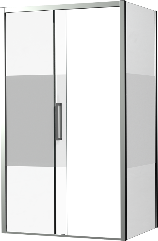 Luca Varess Senses douchehoek met linkse schuifdeur en vaste zijwand 120 x 90 cm Helder glas met matte strook glanzend chroom profiel