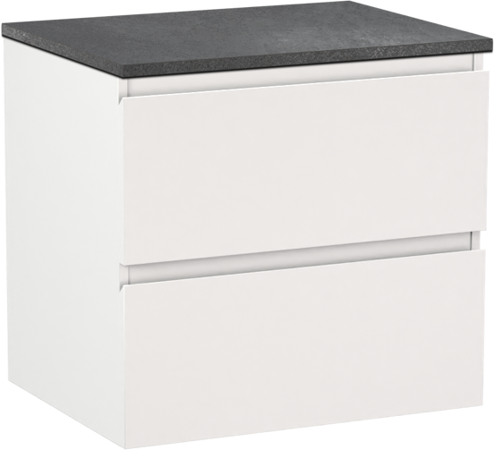 Linie Lado meuble salle de bains suspendu 60 x 46 cm blanc mat avec Lado tablette simple en mélaminé ardoise gris