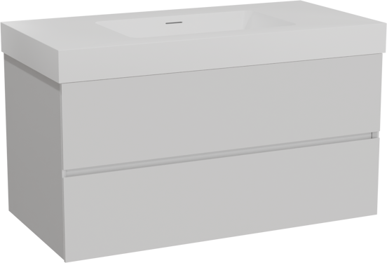 Storke Edge zwevend badmeubel 105 x 52 cm mat wit met Mata High enkele wastafel in solid surface mat wit