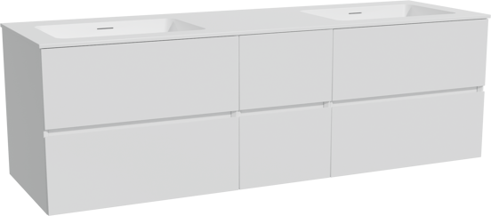 Storke Edge meuble salle de bains suspendu 165 x 52 cm blanc brillant avec Mata double vasque en solid surface blanc mat