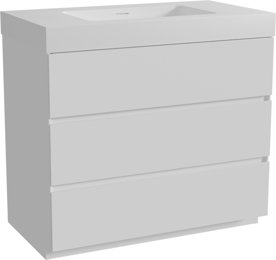 Storke Edge meuble salle de bains à poser 95 x 52 cm blanc mat avec Mata High plan simple en solid surface blanc mat
