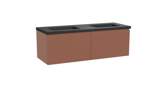 Balmani Sfera hängendes Möbelstück Set: 150 x 55 cm, Cotto, mit Napoli Doppelwaschtisch, Schwarzes Granit