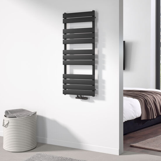 Vipera Vulcan sèche-serviettes simple 50 x 120 cm chauffage électrique noir mat raccordements latéral et central possibles 673W, résistance incluse
