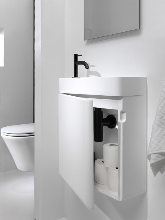 Storke Curvado meuble lave-mains suspendu 45 x 18 cm blanc mat