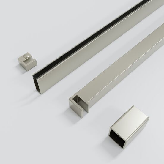 Balmani Modular inloopdouche: 90 x 200 cm, Helder glas, Brushed CoolMetal profielen