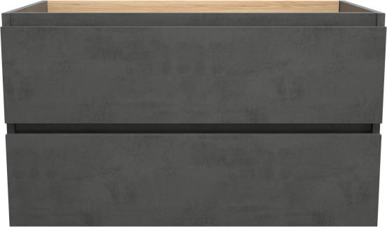 Balmani Lucida hängender Bad-Unterschrank, 90 x 55 cm, Beton dunkelgrau, 2 Schubladen