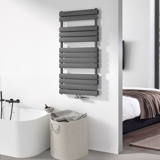 Vipera Vulcan sèche-serviettes double 60 x 123 cm chauffage électrique gris anthracite raccordements latéral et central possibles 1.256W, résistance incluse