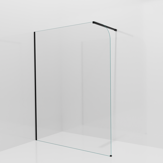 Balmani Modular douche à l'italienne: 160 x 200 cm, Verre transparent arrondi, avec coating, Profil Noir mat