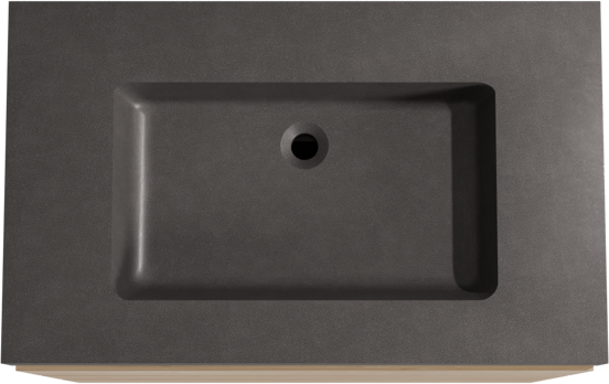 Storke Edge meuble salle de bains à poser 85 x 52 cm chêne brut avec Scuro High plan simple en quartz noir mat