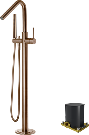 Blaufoss Round Move robinet baignoire îlot avec douchette Brushed Rosegold
