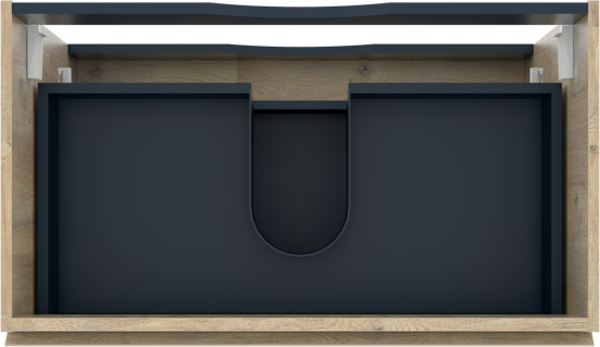 Linie Lado hängender Waschbeckenunterschrank: 80 x 46 cm, Eiche Natur, 2 Schubladen