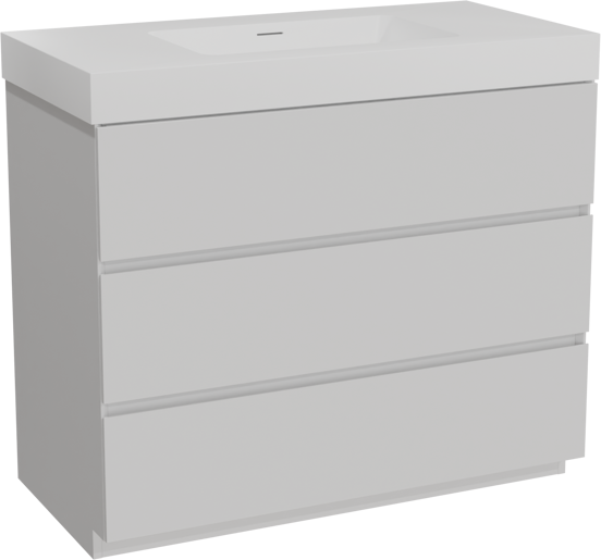 Storke Edge staand badkamermeubel 105 x 52 cm mat wit met Mata High enkele wastafel in solid surface mat wit