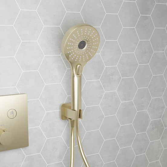Blaufoss Onos Handdoucheset met doucheslang aansluiting 3 straalsoorten brushed champagne gold