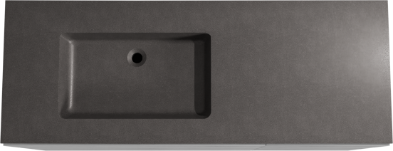 Storke Edge meuble salle de bains à poser 140 x 52 cm béton gris foncé avec Scuro plan vasque asymétrique à gauche en quartz noir mat