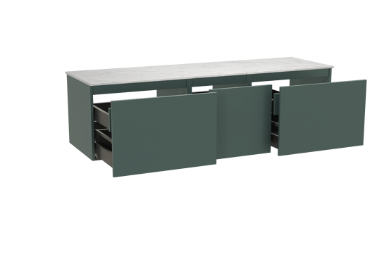 Balmani Sfera meuble salle de bains suspendu 180 x 55 cm forest avec Stretto tablette simple ou double en marbre carrare