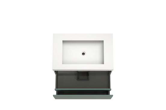 Balmani Sfera zwevend badkamermeubel 90 x 55 cm forest met Modus enkele wastafel in solid surface mat wit