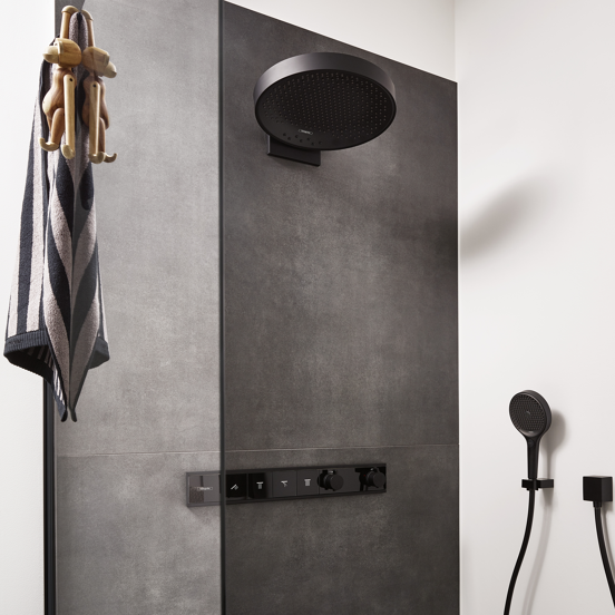 Hansgrohe Rainfinity 360 Hoofddouche rond Ø 36 cm met wand douchearm mat zwart