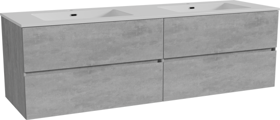 Storke Edge zwevend badmeubel 170 x 52 cm beton donkergrijs met Diva dubbele wastafel in composietmarmer hoogglans wit