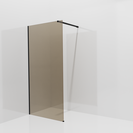 Balmani Modular Walk-In Dusche: 100 x 200 cm, Bronze Glas, inklusive Coating, Profil Schwarz matt