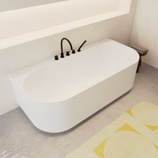 Balmani Scala baignoire semi-ilôt ovale 175 x 80 cm Solid Surface blanc mat