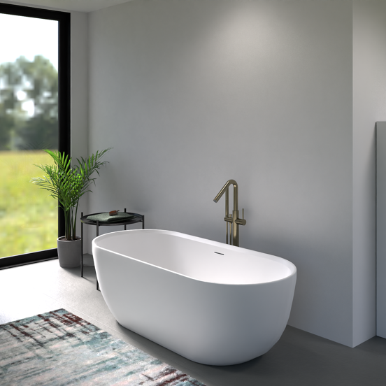 Blaufoss Round Move freistehende Badewannenarmatur: Brushed Champagne Gold