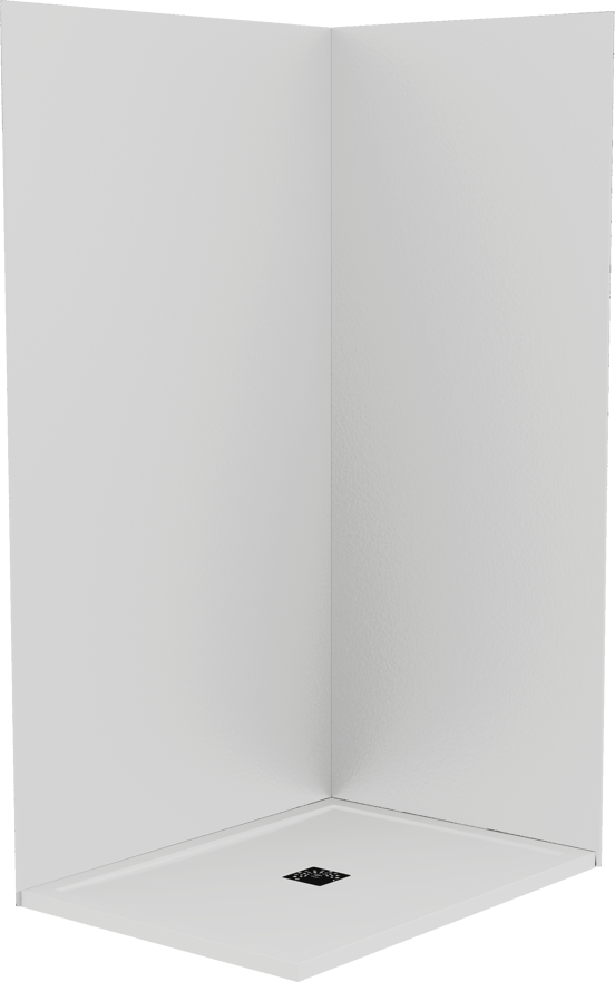 Balmani Zeno set douchewandbekleding 160 x 90 x 220 cm composietmarmer lichtgrijs leisteenstructuur