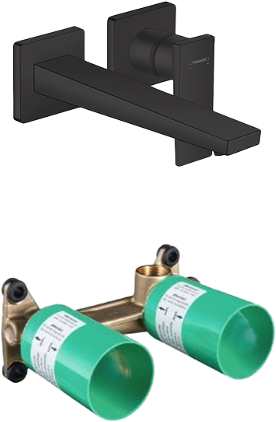 Hansgrohe Metropol inbouw wastafelkraan mat zwart incl. inbouwelement