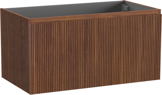 Storke Ribs zwevende wastafelonderkast 95 x 52 cm notenhout 2 lades