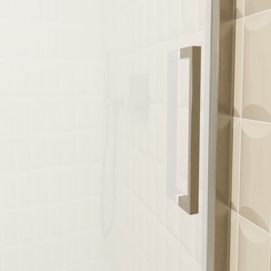 Balmani Senses Design douche schuifdeur links 160 cm x 210 cm Helder glas met matte strook glas, Brushed GunMetal profielen, met coating