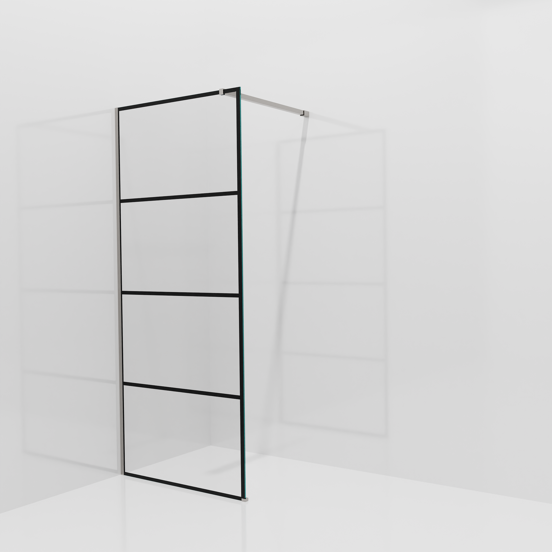 Balmani Modular inloopdouche: 90 x 200 cm, Lined met coating, Brushed Inox profielen