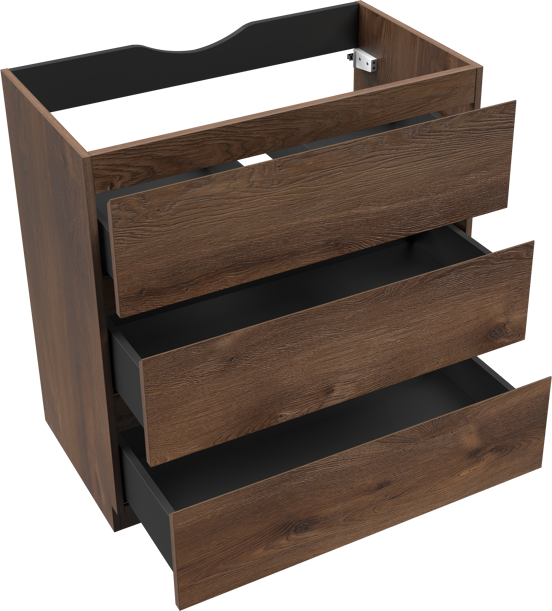 Linie Lado staande wastafelonderkast 80 x 46 cm bruine eik 3 lades