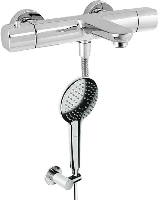 Blaufoss Boris thermostatische badkraan incl handdoucheset  glanzend chroom