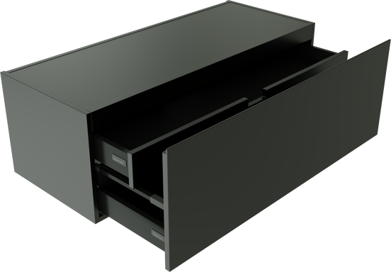 Balmani Studio hängender Bad-Unterschrank, 120 x 50 cm, schwarz matt, 2 Schubladen