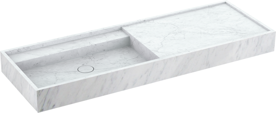 Balmani Cubo vasque asymétrique gauche marbre carrara 140 x 49 cm