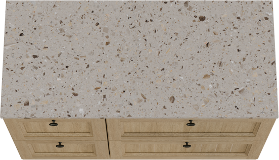 Balmani Lemon staand badmeubel 120 x 55 cm verweerd eiken met Stretto enkel of dubbel wastafelblad in terrazzo greige terrazzo