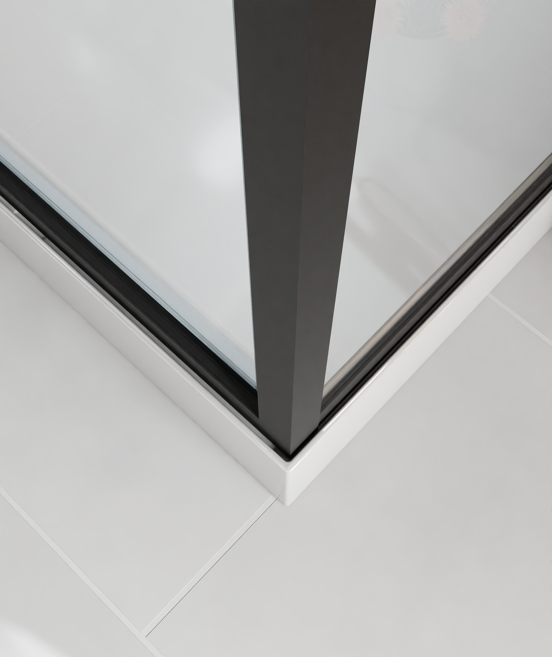 Luca Varess Talan Duschkabine: Drehtür, 90 x 90 cm, Klarglas, Schwarzes Profil, matt