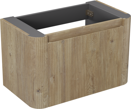 Storke Soft zwevende wastafelonderkast 80 x 46 cm Ruwe eik 2 lades vert. sym. Groef