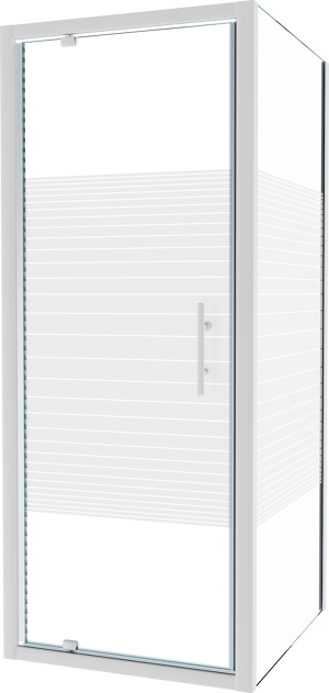 SanyOne Anton douchehoek met draaideur en vaste zijwand, 80 x 90 cm, gestreept glas, witte profielen