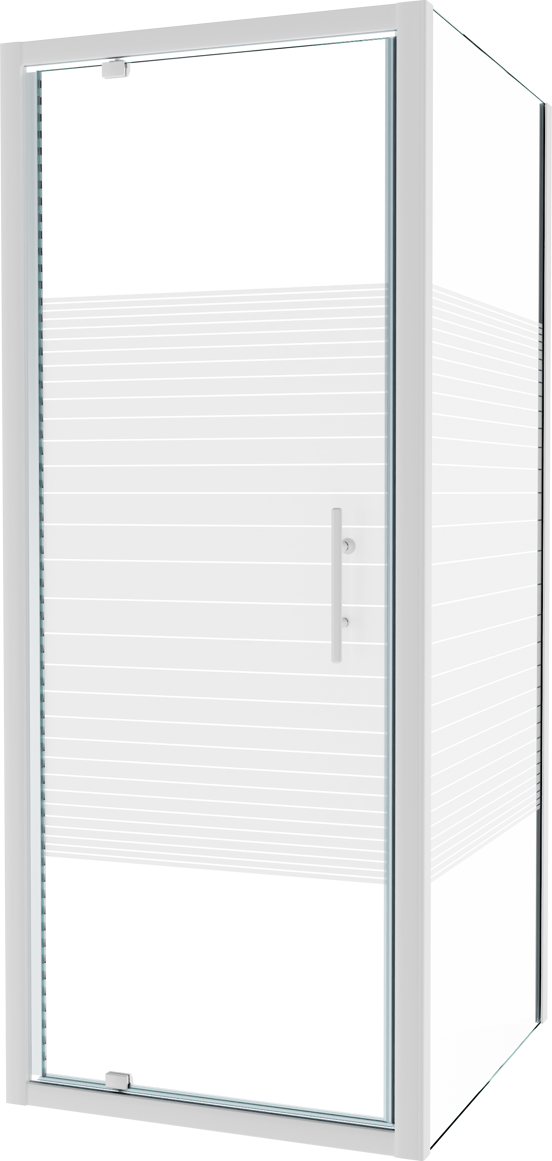 SanyOne Anton douchecabine met draaideur en vaste zijwand, 80 x 90 cm, gestreept glas, witte profielen