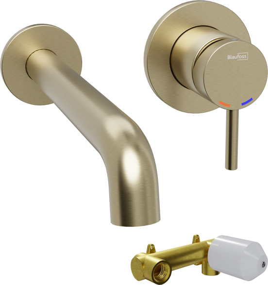 Blaufoss Round robinet de lavabo encastré Brushed Champagne Gold incl élément intégré
