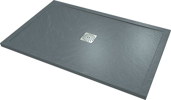 Linie Lido receveur de douche 140 x 90 cm marbre composite gris foncé texture ardoise