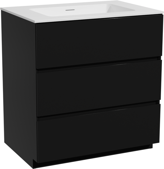 Storke Edge meuble salle de bains à poser 75 x 52 cm noir mat avec Mata plan simple en solid surface blanc mat